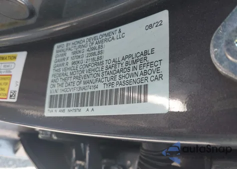 2022 Honda Accord Lx z USA, uszkodzony, nr VIN 1HGCV1F13NA074164